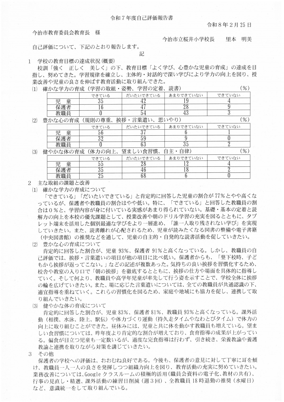 令和７年度自己評価報告書